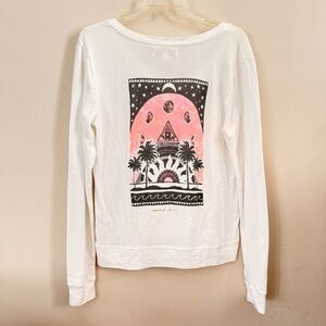 Spiritual Gangster White V-Neck Graphic Sweater "We are the Cosmos"